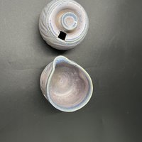 Carved Purple and Blue Cream and Sugar Set
