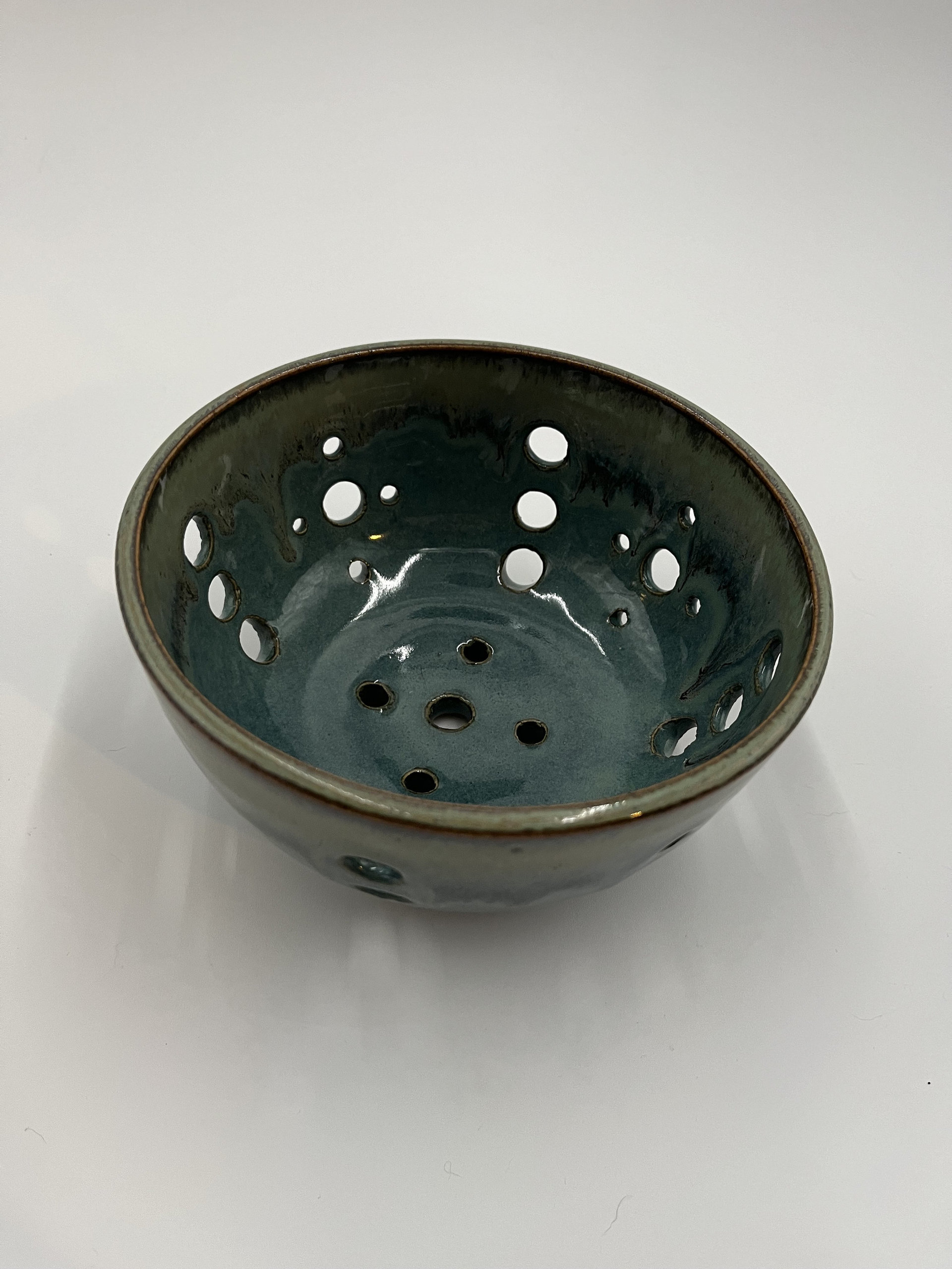 Hand-made Blue Green Berry Bowl and Plate