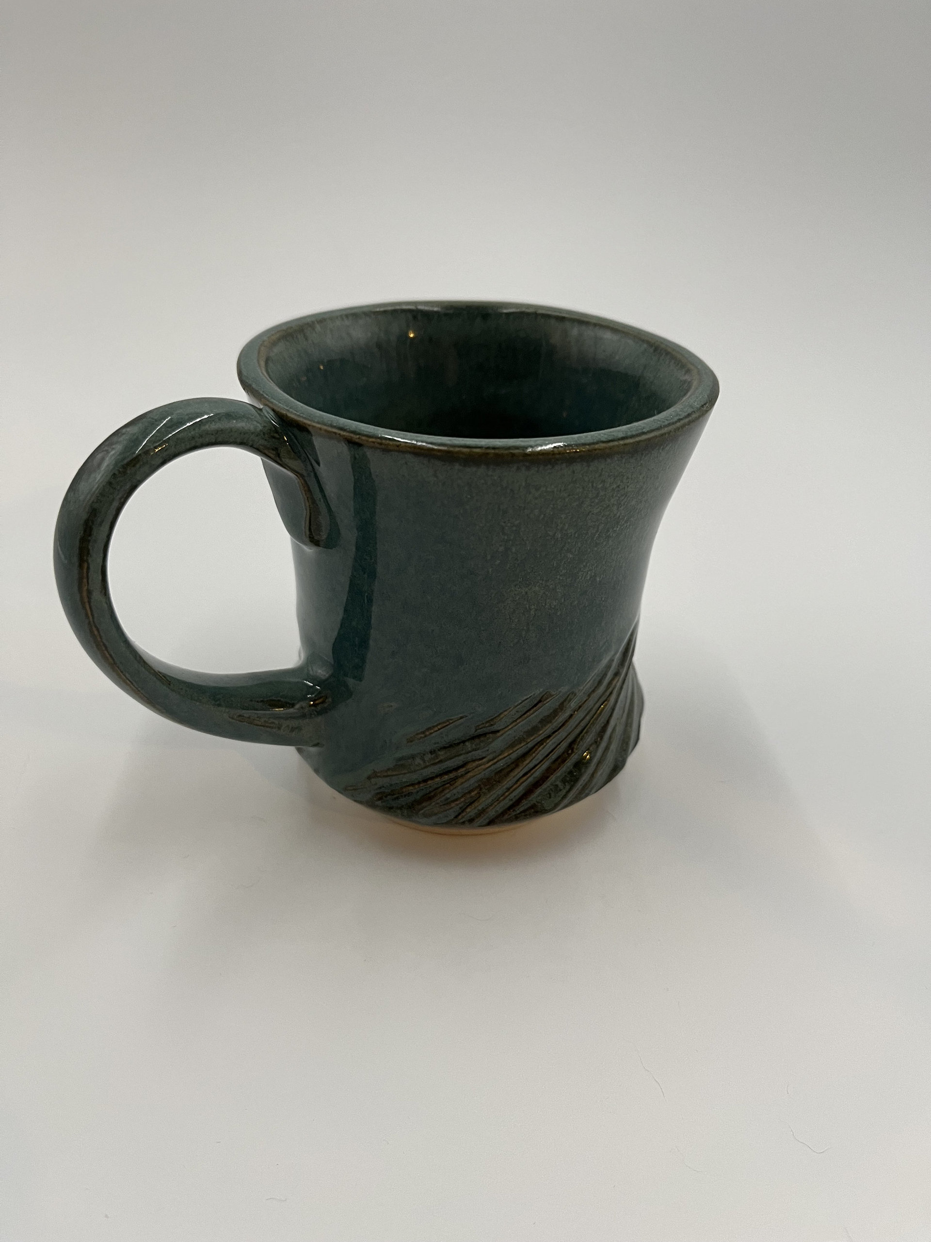 Handmade Carved Blue and Green Mug