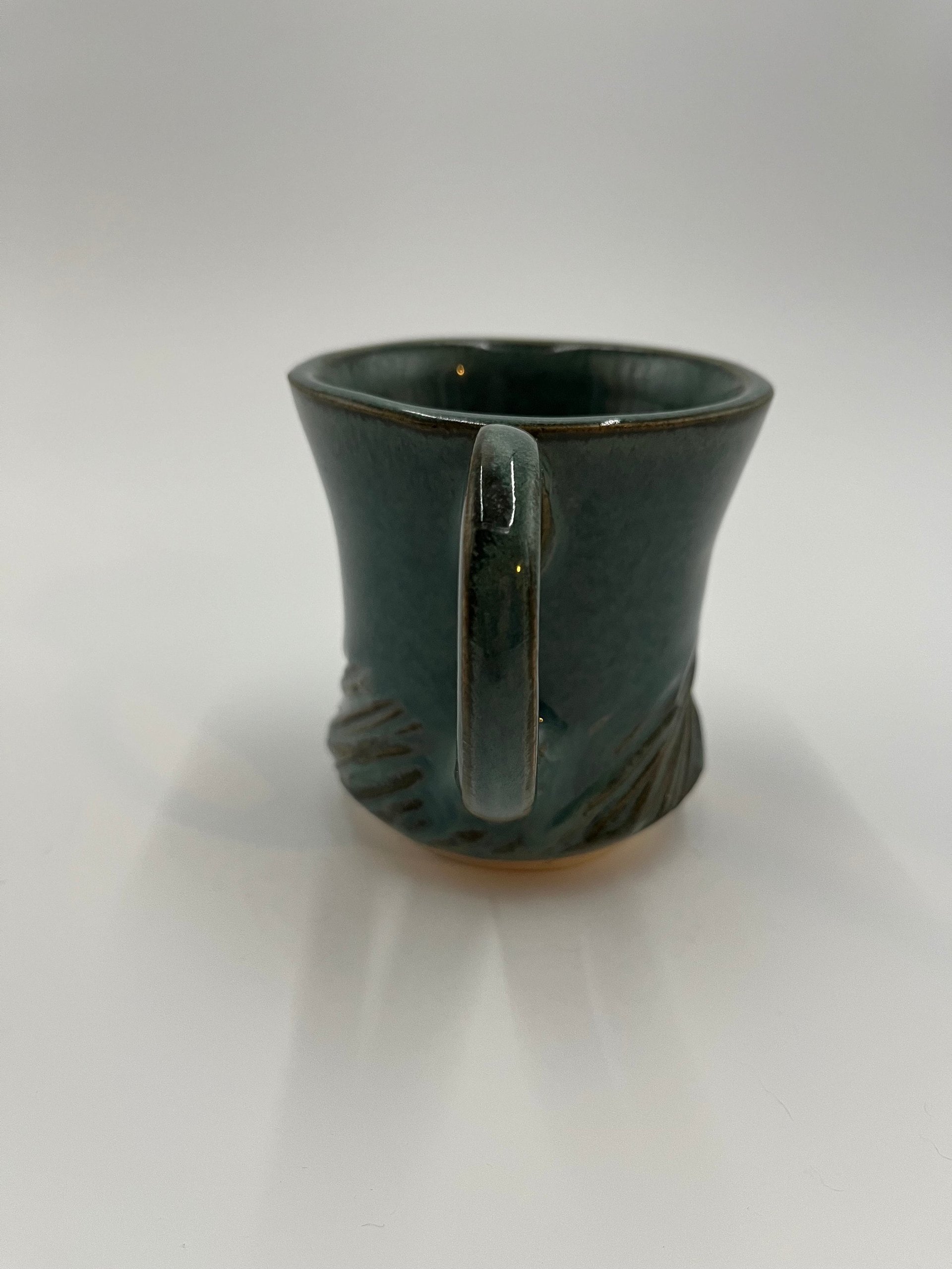 Handmade Carved Blue and Green Mug