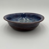 Handmade Purple and Blue Ceramic Rimmed Bowl