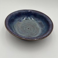 Handmade Purple and Blue Ceramic Rimmed Bowl
