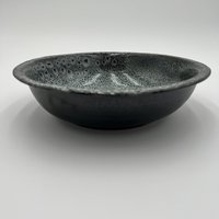 Handmade Black and White Rimmed Ceramic Bowl