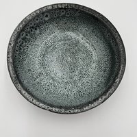 Handmade Black and White Rimmed Ceramic Bowl