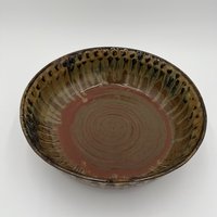 Large Handmade Earthy Red and Honey Ceramic Bowl