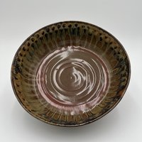 Large Handmade Earthy Red and Honey Ceramic Bowl
