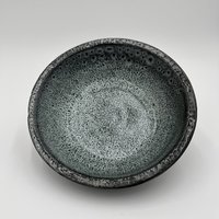 Handmade Black and White Rimmed Ceramic Bowl
