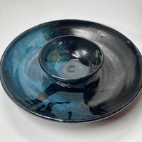 Handmade ceramic chip and dip bowl