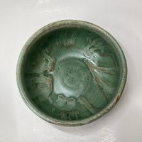 Handmade Green and Honey Ceramic Bowl