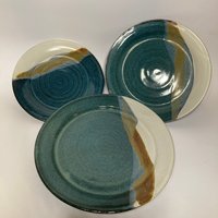 Handmade three piece ceramic plate set