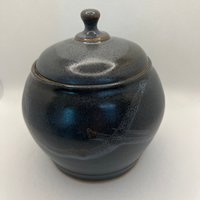 Navy Blue Handmade Ceramic Lidded Jar