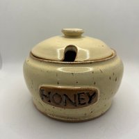 Handmade Yellow Ceramic Honey Jar