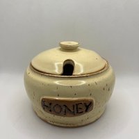 Handmade Yellow Ceramic Honey Jar