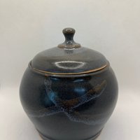 Navy Blue Handmade Ceramic Lidded Jar