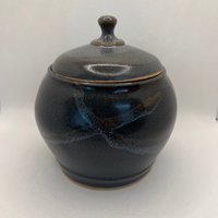 Navy Blue Handmade Ceramic Lidded Jar