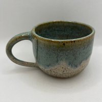 Handmade Ceramic Green and White Mug