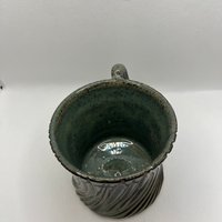 Handmade Carved Ceramic Green Mug