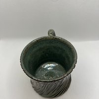 Handmade Carved Ceramic Green Mug