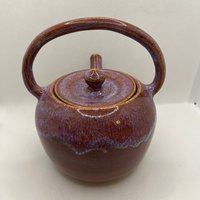 Handmade Plum and White Ceramic Teapot