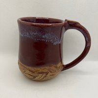 Handmade Ceramic Firebrick Red Carved Mug