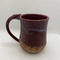 Handmade Ceramic Firebrick Red Carved Mug