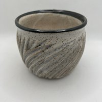Handmade Carved Ceramic Black and White Mug