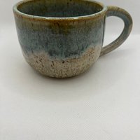 Handmade Ceramic Green and White Mug
