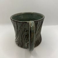 Handmade Carved Ceramic Green Mug