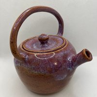 Handmade Plum and White Ceramic Teapot