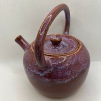 Handmade Plum and White Ceramic Teapot
