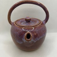 Handmade Plum and White Ceramic Teapot
