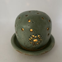 Hand Carved Green Dandelion Inspired Luminary