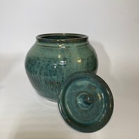 Hand-made Blue Ceramic Lidded Jar