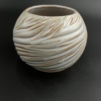 Handmade Carved Ceramic Moon Vase