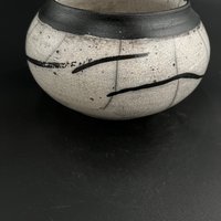 White Crackle Ceramic vase - Raku fired
