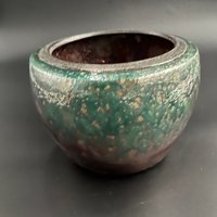 Handmade Iridescent Copper Ceramic Vase - Raku fired