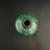 Handmade Iridescent Green Ceramic Vase - Raku fired