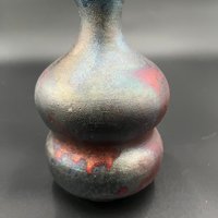 Handmade Irridescent Matte Bubble Vase - Raku fired
