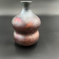 Handmade Irridescent Matte Bubble Vase - Raku fired