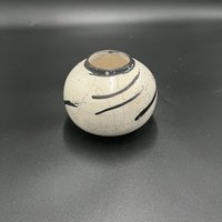 Handmade Black and White Crackle Ceramic vase - Raku fired