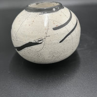 Handmade Black and White Crackle Ceramic vase - Raku fired