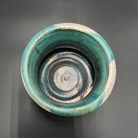 Blue, Black, and White Crackle Ceramic vase - Raku fired