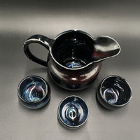 Handmade Black Ceramic Pitcher Set
