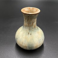 Handmade Green and Cream Ceramic Bud Vase