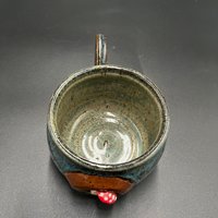 Handmade Blue and Red Ceramic Mushroom Mug