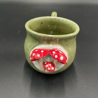 Handmade Green Ceramic Mushroom Mug