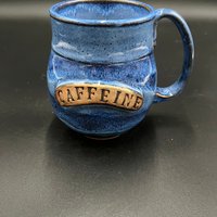 Large Handmade Dripping Blue Ceramic Caffeine Mug