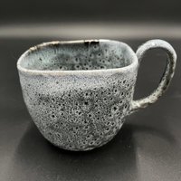 Large Square Handmade Black and White Ceramic Cat Mug