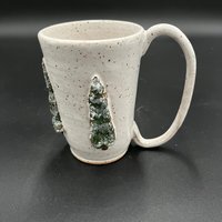 Handmade White Ceramic Christmas Tree Winter Mug