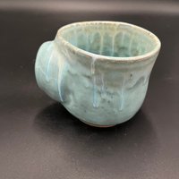 Handmade Blue Ceramic Hand-warmer Mug